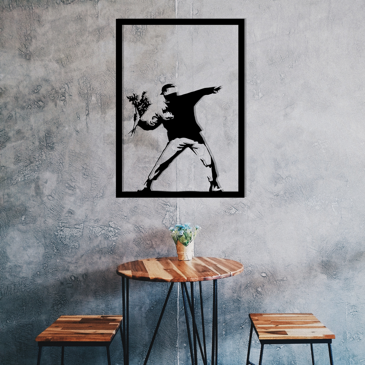 FLOWER THROWER,BANKSY,Μεταλλικό διακοσμητικό τοίχου